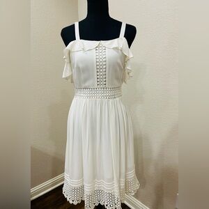 Ann Taylor  LOFT white  Lace and Ruffle Dress